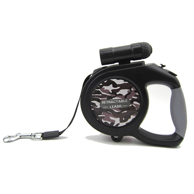 Retractable Dog Leash with LED Light – 5M Heavy Duty Automatic Leash for Medium & Large Dogs up to 50KG, Camouflage Design