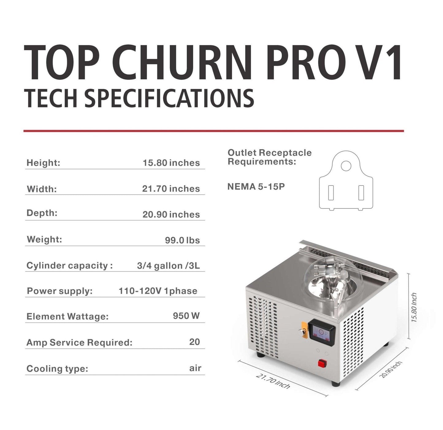 Commercial Gelato Ice Cream Maker, V1, One Pot – Top Churn