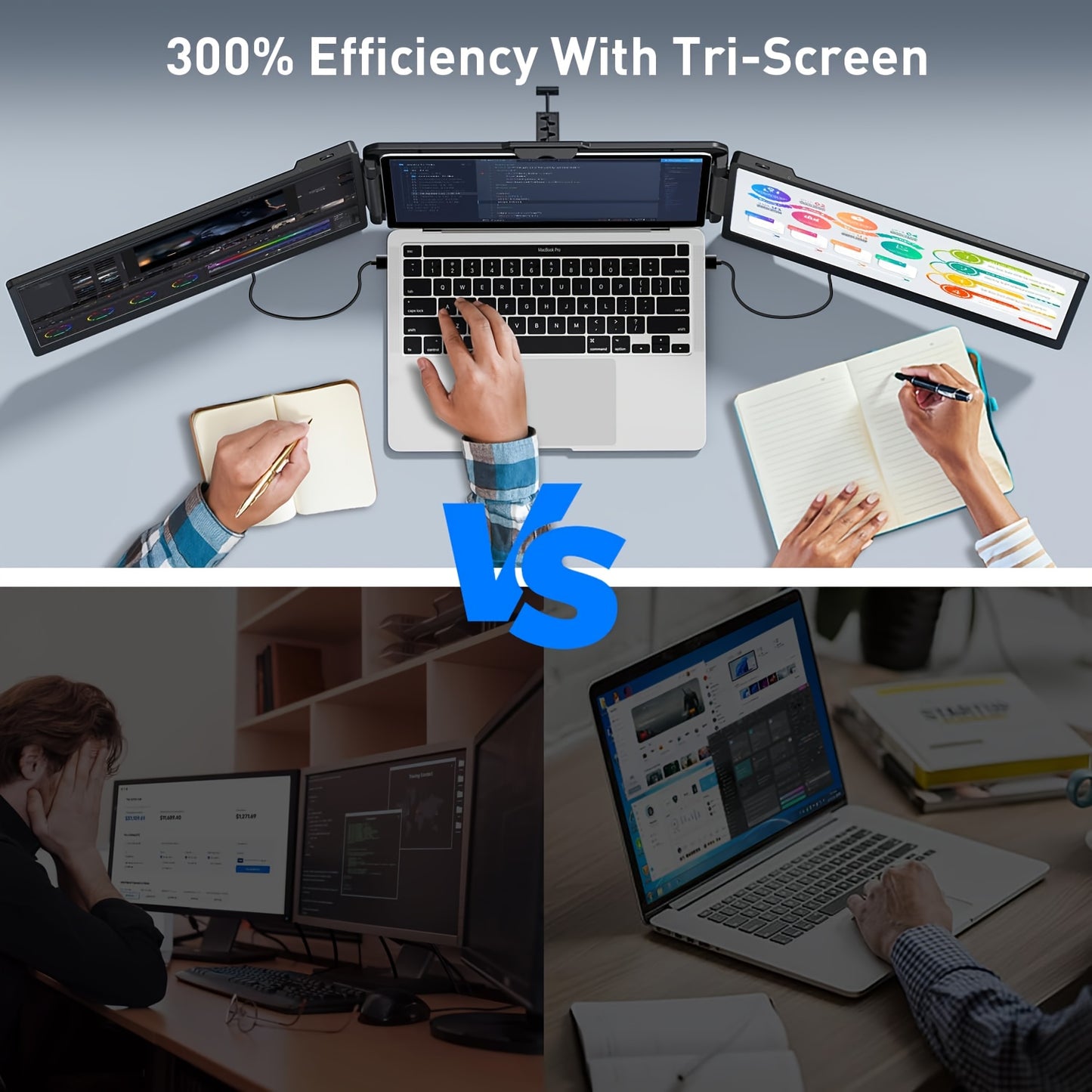 A2 14'' Laptop Dual Monitor Extender Plug & Play, 1080P HD Portable Laptop Screen Extender for 13-17'' Laptops, Compatible with Windows/ Mac/ Surface/ Android/ Switch