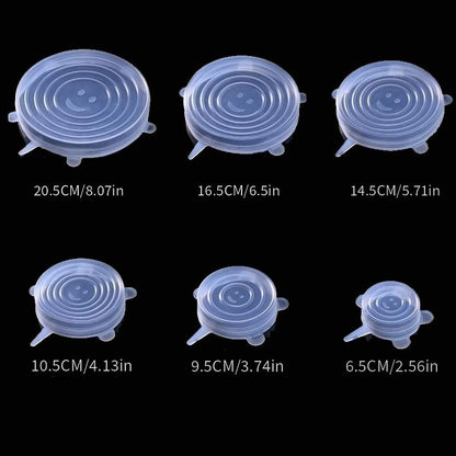 6pcs Reusable Silicone Lid Lids Compatible for Bowls, Plates, Pots & Pans - Multi-Size Dishwasher & Fridge Safe Food Storage Covers, Durable -Fit Lid Fits Most Containers