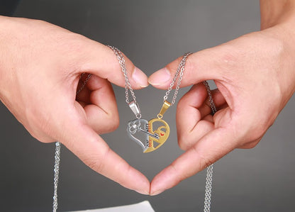 Pendentif Love Necklace Set Lover Valentine Gifts Stainless Steel Chain Necklace