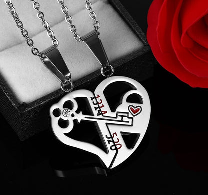 Pendentif Love Necklace Set Lover Valentine Gifts Stainless Steel Chain Necklace