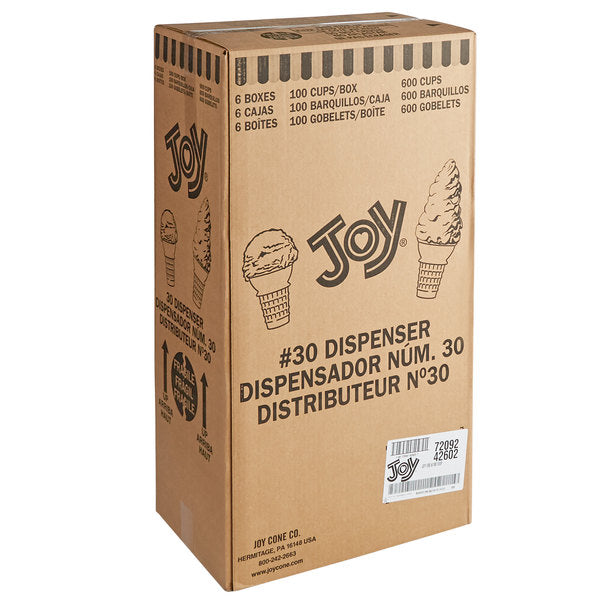 JOY #30 Flat Bottom Cake Cones Disp. | Joy Cone Co. | 6/100 Pack | 600 Count Per Case | Sold By The Pallet 24 Cases = 14,400 Cones | Cones Distributor Canada