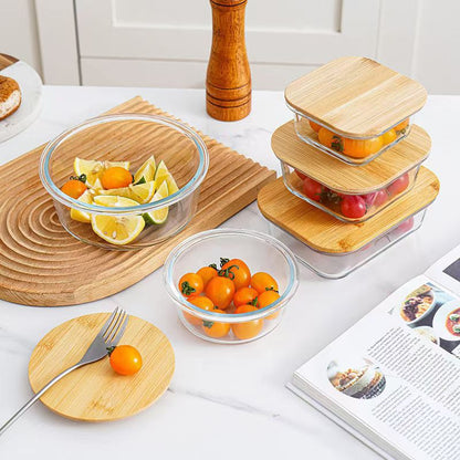 Round Glass Lunch Box Microwave Oven Heating Oven Special Use