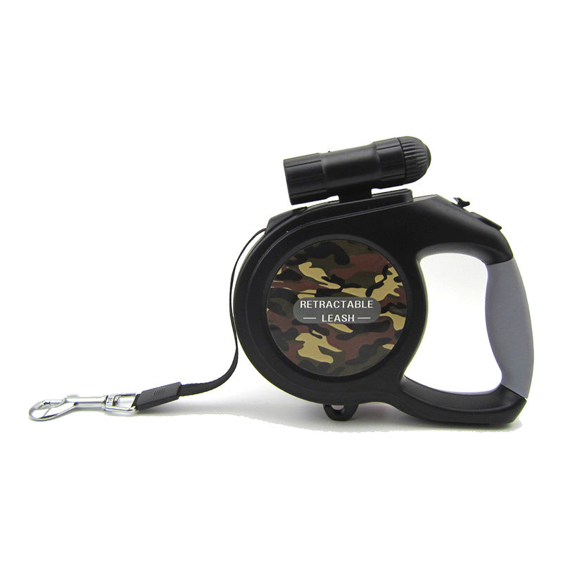 Retractable Dog Leash with LED Light – 5M Heavy Duty Automatic Leash for Medium & Large Dogs up to 50KG, Camouflage Design