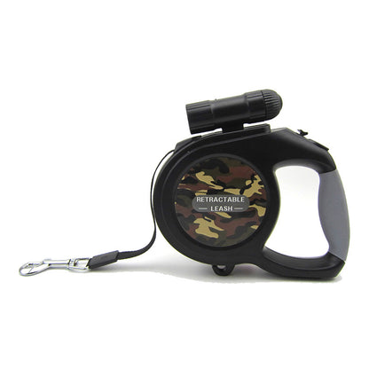 Retractable Dog Leash with LED Light – 5M Heavy Duty Automatic Leash for Medium & Large Dogs up to 50KG, Camouflage Design