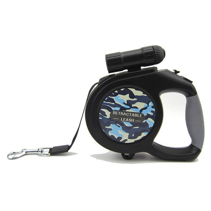 Retractable Dog Leash with LED Light – 5M Heavy Duty Automatic Leash for Medium & Large Dogs up to 50KG, Camouflage Design
