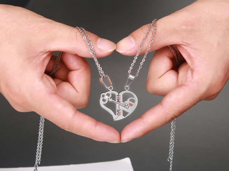 Pendentif Love Necklace Set Lover Valentine Gifts Stainless Steel Chain Necklace
