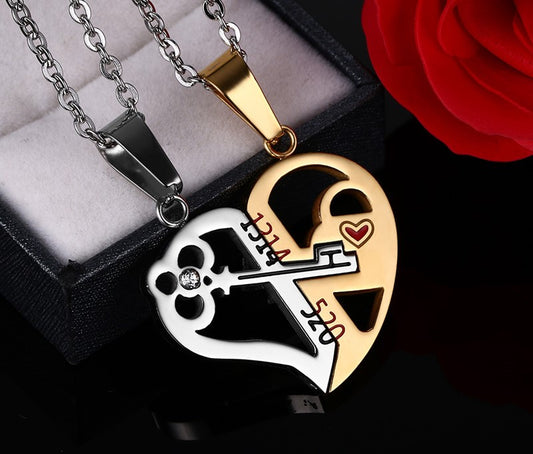 Pendentif Love Necklace Set Lover Valentine Gifts Stainless Steel Chain Necklace