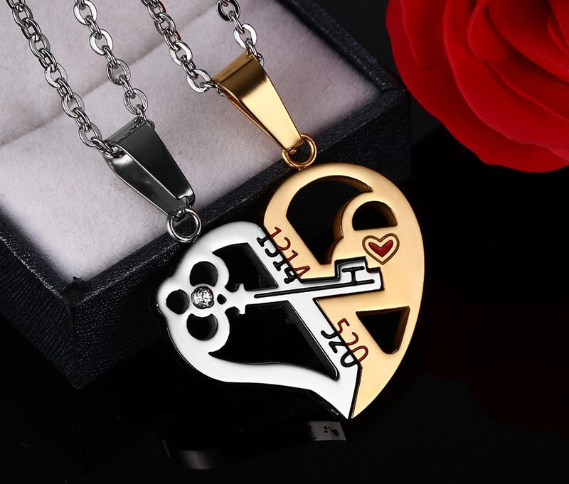 Pendentif Love Necklace Set Lover Valentine Gifts Stainless Steel Chain Necklace