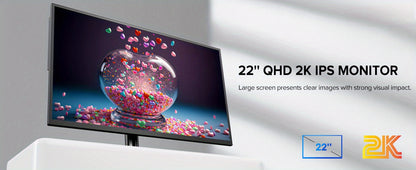 22 Inch Portable Monitor 2K 2560x1440 Gaming Monitor for Laptop Screen Extender