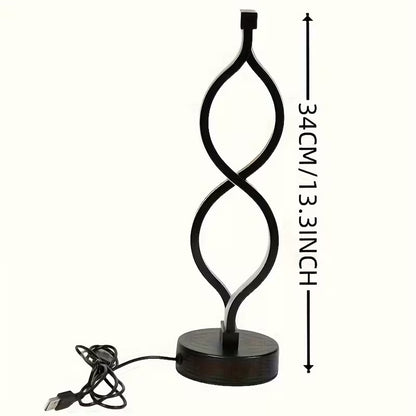2Pcs Modern Wave-Shaped USB Desk Lamp With 3-Color Dimmable Lighting For Bedroom