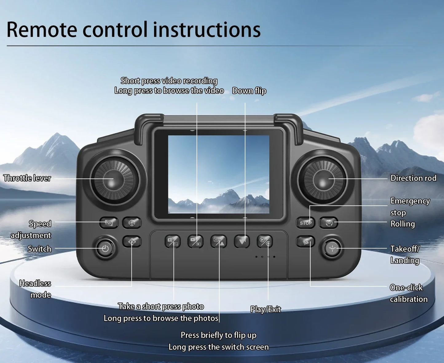 E88 Pro Mini Drone With Screen Control 4K Dual Camera Optical Flow Positioning LED Lighting Remote Control