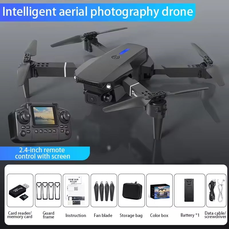 E88 Pro Mini Drone With Screen Control 4K Dual Camera Optical Flow Positioning LED Lighting Remote Control