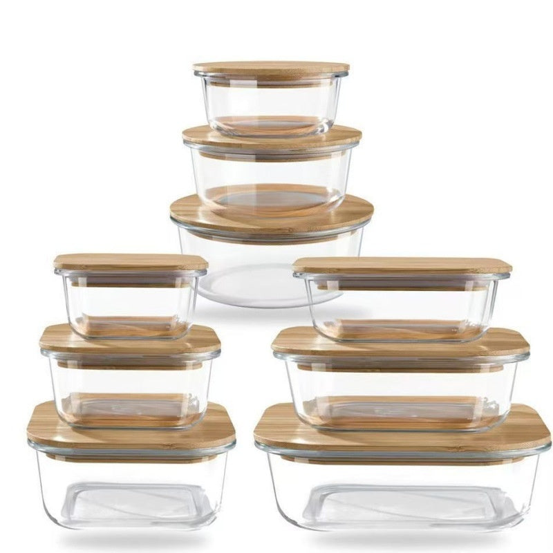Round Glass Lunch Box Microwave Oven Heating Oven Special Use