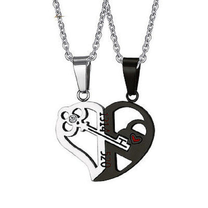 Pendentif Love Necklace Set Lover Valentine Gifts Stainless Steel Chain Necklace