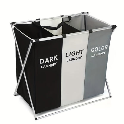 Freestanding Laundry Basket, Collapsible Large Laundry Hamper 3 Section For Home Dirty Clothes |Toys| Organizer In Laundry Room Bedroom Storage And Organization