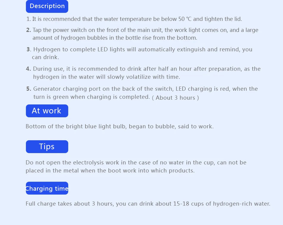 Hydrogen Bottle 420ml Japanese Titanium Quality Hydrogen-Rich Water Cup Ionizer Maker/Generator Super Antioxidants ORP