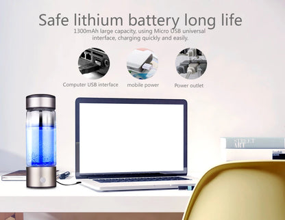Hydrogen Bottle 420ml Japanese Titanium Quality Hydrogen-Rich Water Cup Ionizer Maker/Generator Super Antioxidants ORP