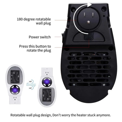 500W Portable Electric Heater Mini Warmer with Adjustable Temperature Timer LED Display Low Consumption for Office Room Heating