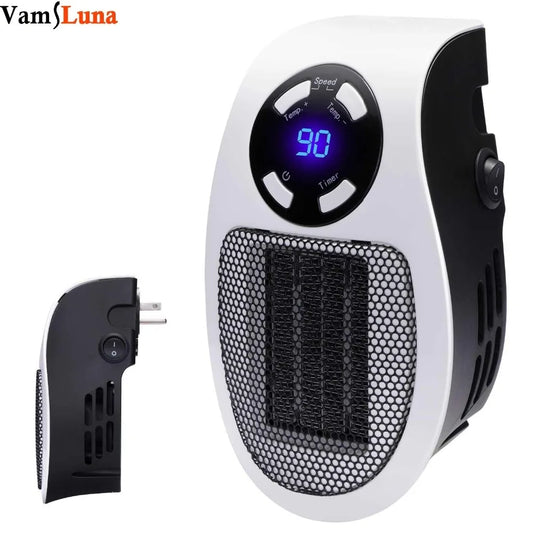 500W Portable Electric Heater Mini Warmer with Adjustable Temperature Timer LED Display Low Consumption for Office Room Heating