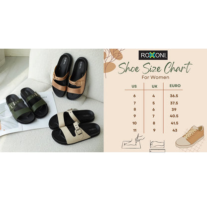 TD Women's Open Toe Comfort Flat Sandals Single Buckle Adjustable Straps Flat Slides Cushioning Casual Style Fashion Trend TPR