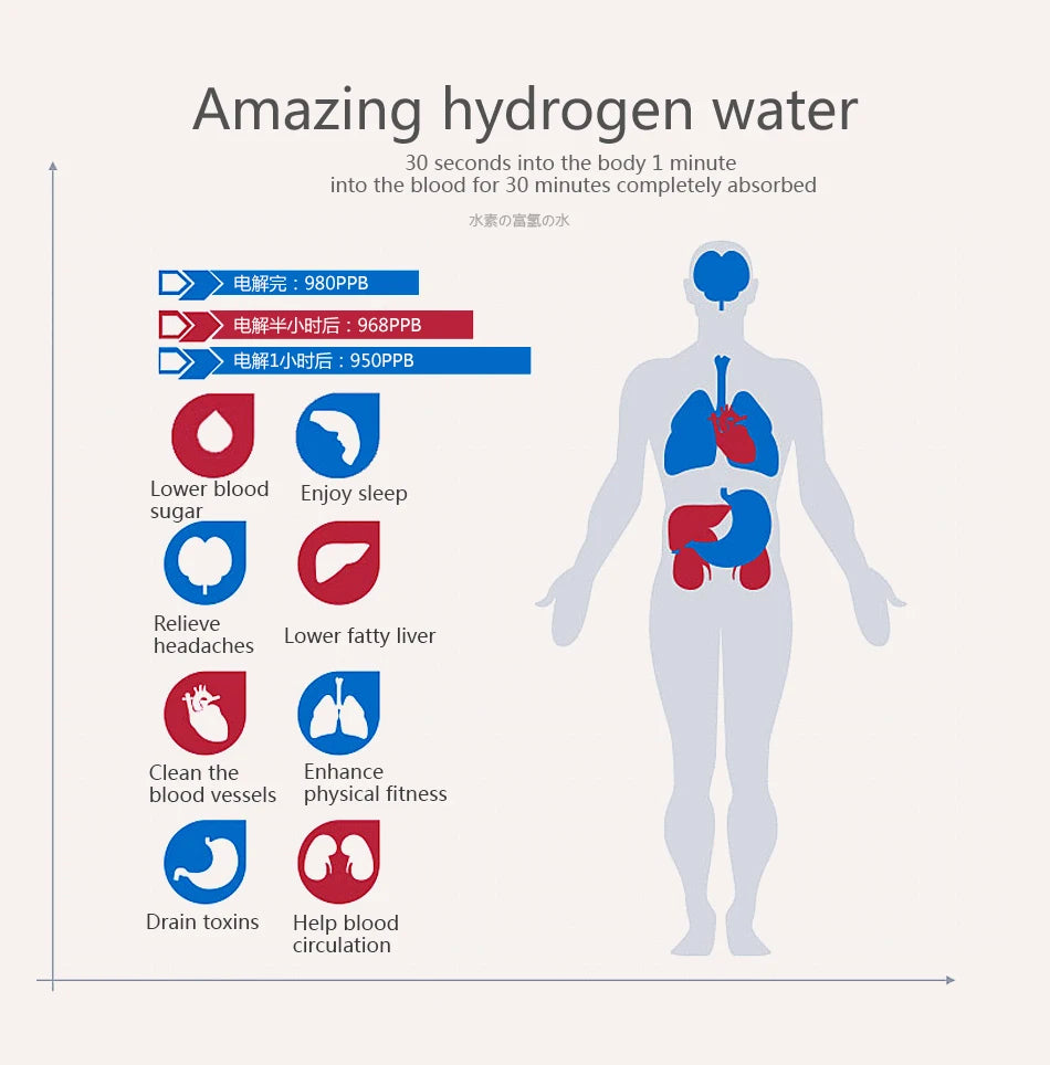 Hydrogen Bottle 420ml Japanese Titanium Quality Hydrogen-Rich Water Cup Ionizer Maker/Generator Super Antioxidants ORP