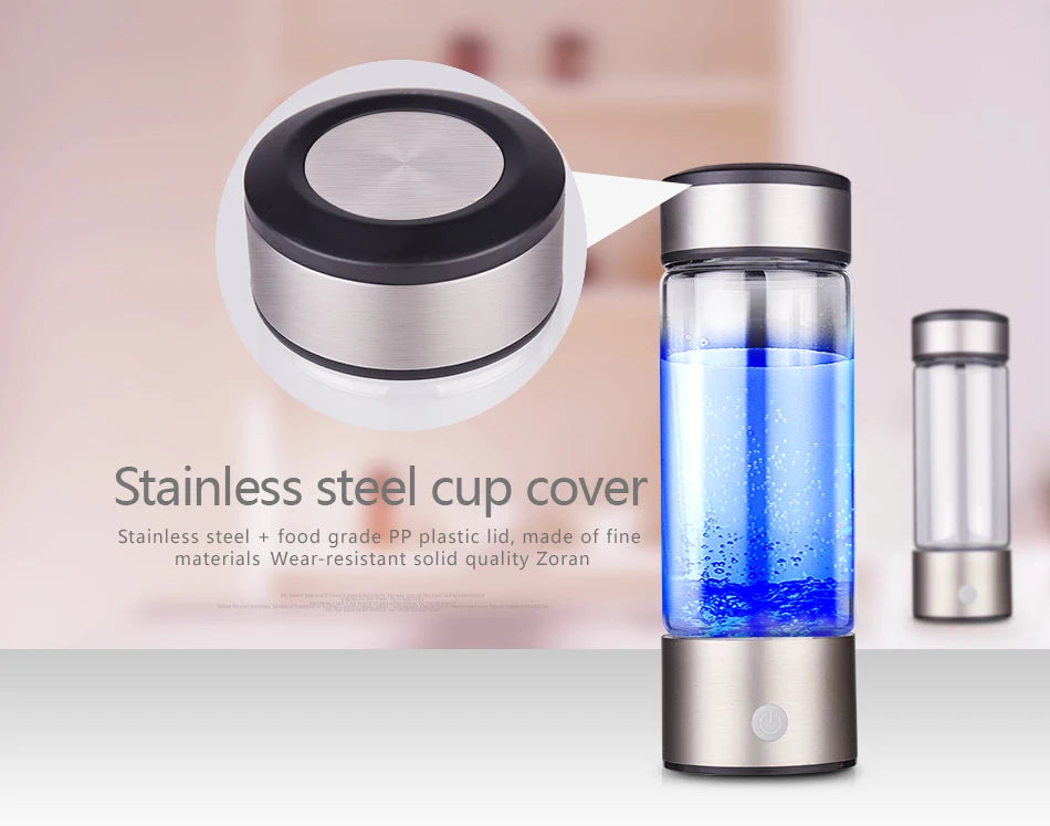 Hydrogen Bottle 420ml Japanese Titanium Quality Hydrogen-Rich Water Cup Ionizer Maker/Generator Super Antioxidants ORP