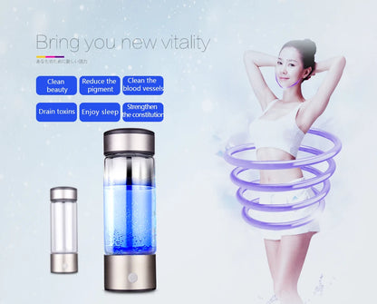 Hydrogen Bottle 420ml Japanese Titanium Quality Hydrogen-Rich Water Cup Ionizer Maker/Generator Super Antioxidants ORP