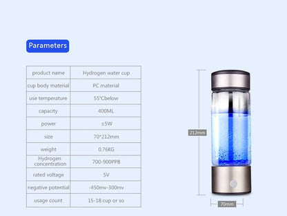 Hydrogen Bottle 420ml Japanese Titanium Quality Hydrogen-Rich Water Cup Ionizer Maker/Generator Super Antioxidants ORP