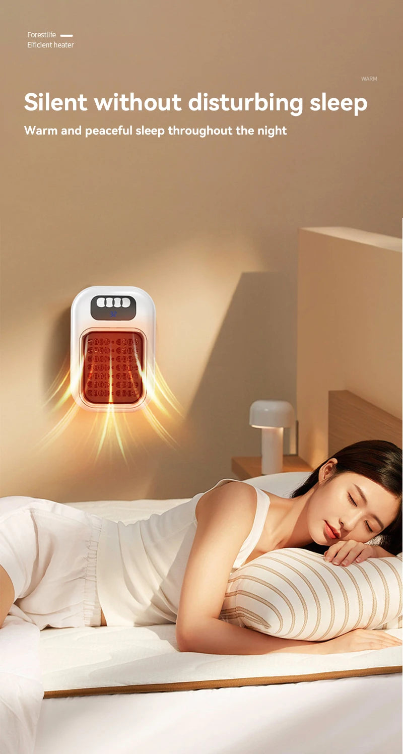 New Portable Heater Mini Electric Heater Plug in Wall Room Heater Home Appliance Timed Rapid Heating For Office Bedroom