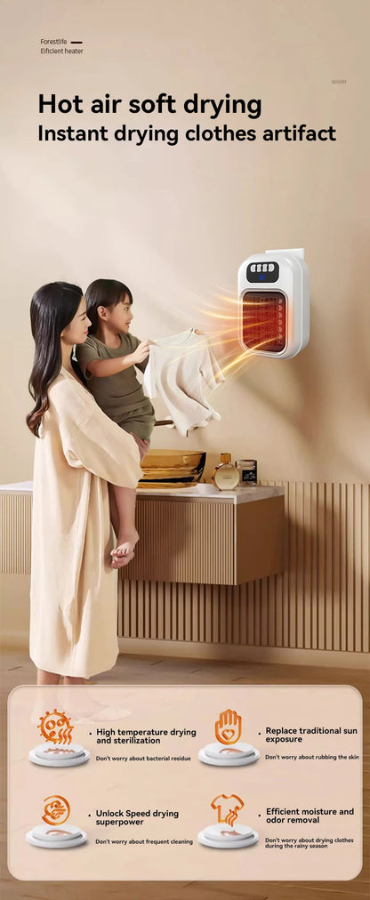 New Portable Heater Mini Electric Heater Plug in Wall Room Heater Home Appliance Timed Rapid Heating For Office Bedroom