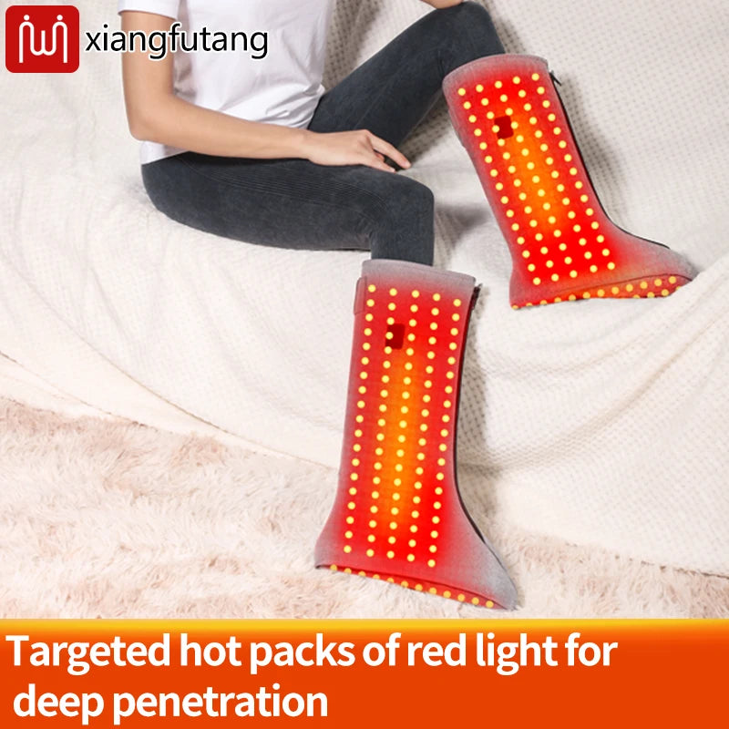 Red Light Warm Foot Boots/Indoor Shoes -Vibrating Massager Heating Therapy Relieves Fatigue Discomfort 3-Level Timer Family Use