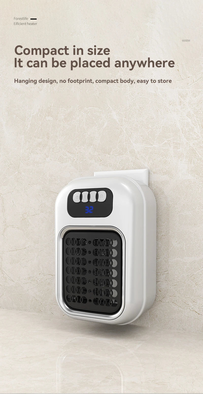 New Portable Heater Mini Electric Heater Plug in Wall Room Heater Home Appliance Timed Rapid Heating For Office Bedroom