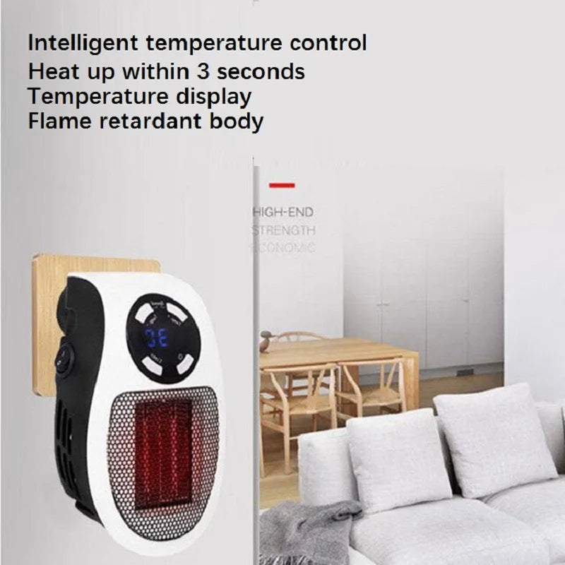 500W Portable Electric Heater Mini Warmer with Adjustable Temperature Timer LED Display Low Consumption for Office Room Heating