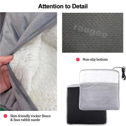 Foot Warmer USB Foot Heater Foot Heating Pad Fast Heating Electric Foot Warmer Pad for Home Soft Plush USB Heated Feet Warmer