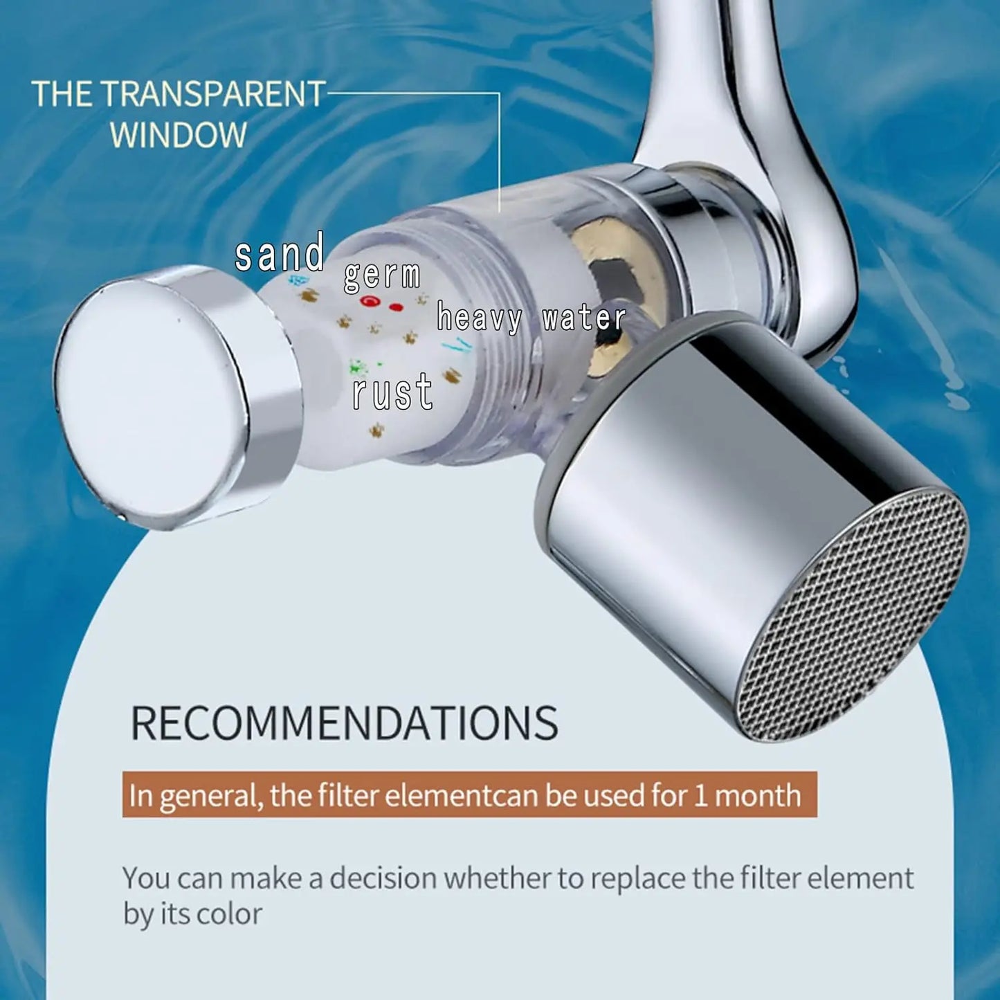 Universal Faucet Extender with Filter 1080° Rotation Tap Aerator 2 Modes Splash Basin Swivel Robotic Arm Faucets Extension