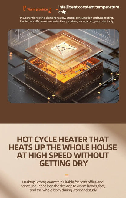 Energy-Saving Small Electric Heater for Home, Constant Temperature, Quick Heating, and Power-Off Safety Protection
