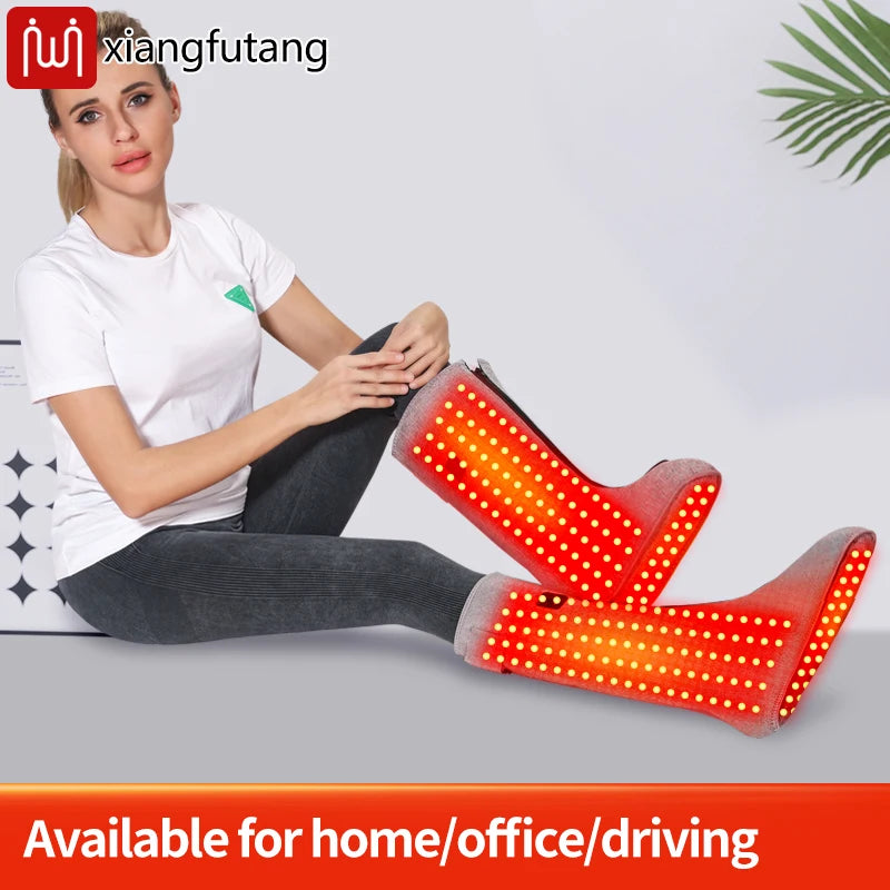 Red Light Warm Foot Boots/Indoor Shoes -Vibrating Massager Heating Therapy Relieves Fatigue Discomfort 3-Level Timer Family Use