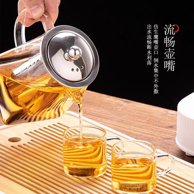 Glass Teapot with Infuser Tea Set Kettle Maker Infusers Jug Teaware Kitchen Dining Bar Home Tea Kit Glass Teapot Samovar
