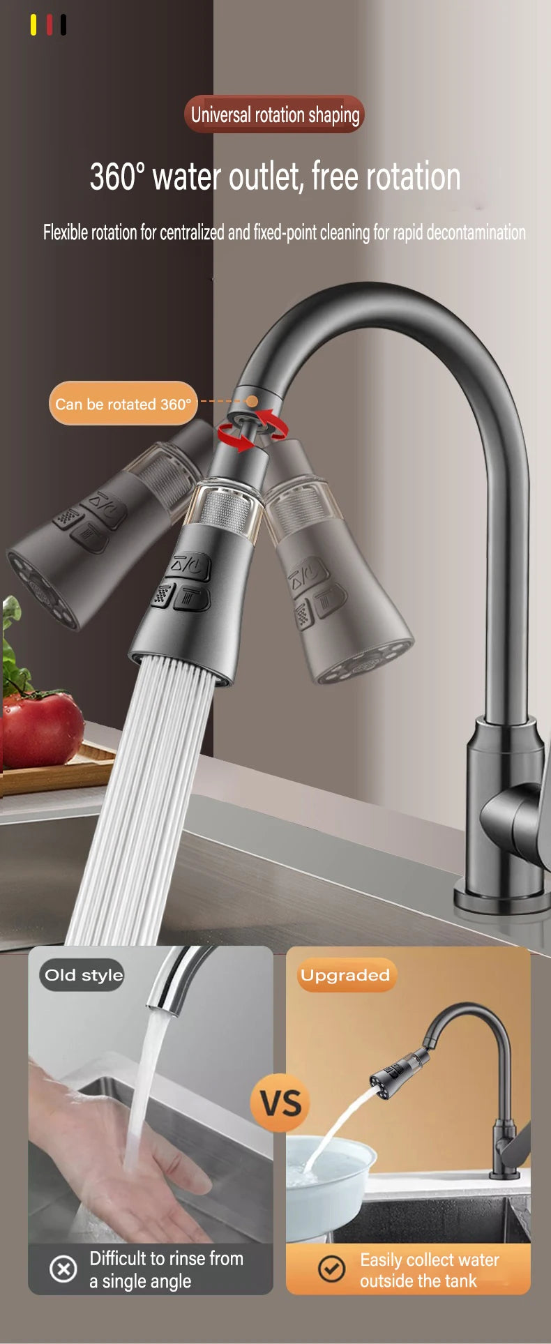 Universal 360 Rotate Kitchen Faucet Extender With Filter Function  Aerator Splash Filter Washbasin Faucet Bubbler Nozzle Aerator