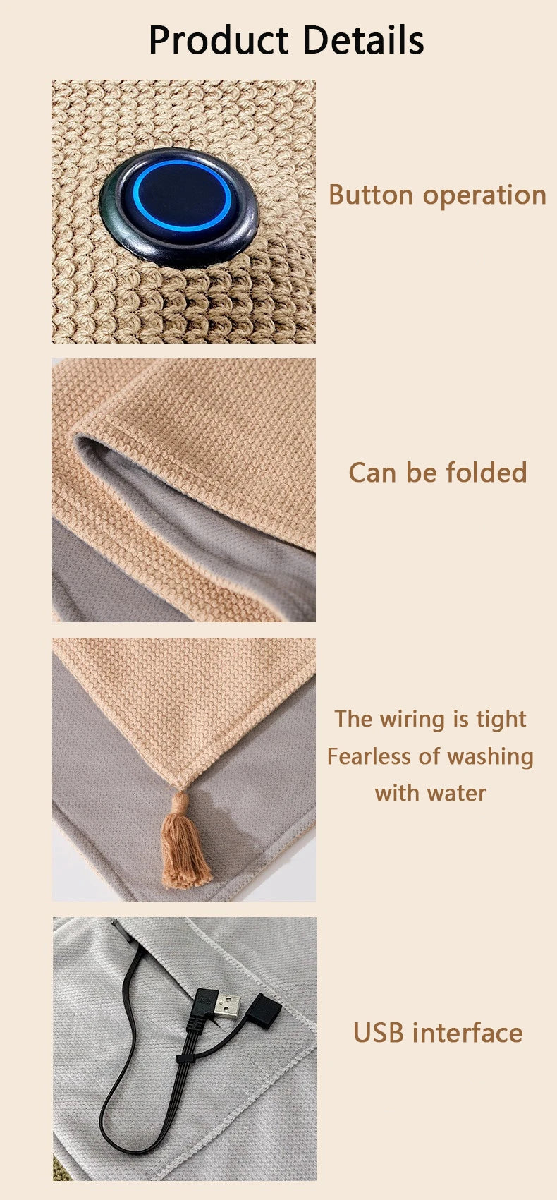 Blanket Heating Blanket 15 second Rapid Heating Supports USB And Power Bank Charging, For Office Home And Outdoor Warmth