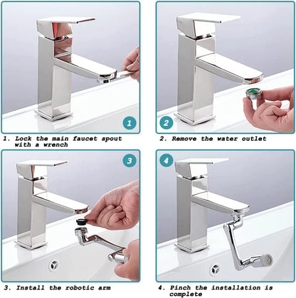 Universal Faucet Extender with Filter 1080° Rotation Tap Aerator 2 Modes Splash Basin Swivel Robotic Arm Faucets Extension