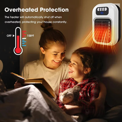 New Portable Heater Mini Electric Heater Plug in Wall Room Heater Home Appliance Timed Rapid Heating For Office Bedroom