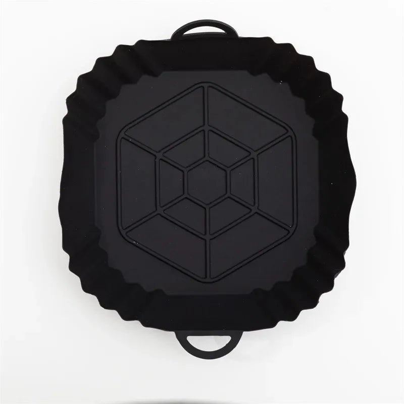 1pc silicone air fryer pot tray with handle, square air fryer baking pan, reusable Air Fryer liner for kitchen baking