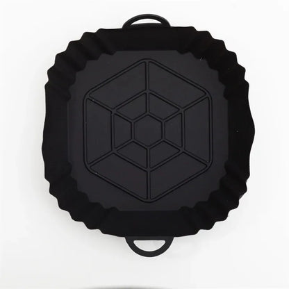 1pc silicone air fryer pot tray with handle, square air fryer baking pan, reusable Air Fryer liner for kitchen baking
