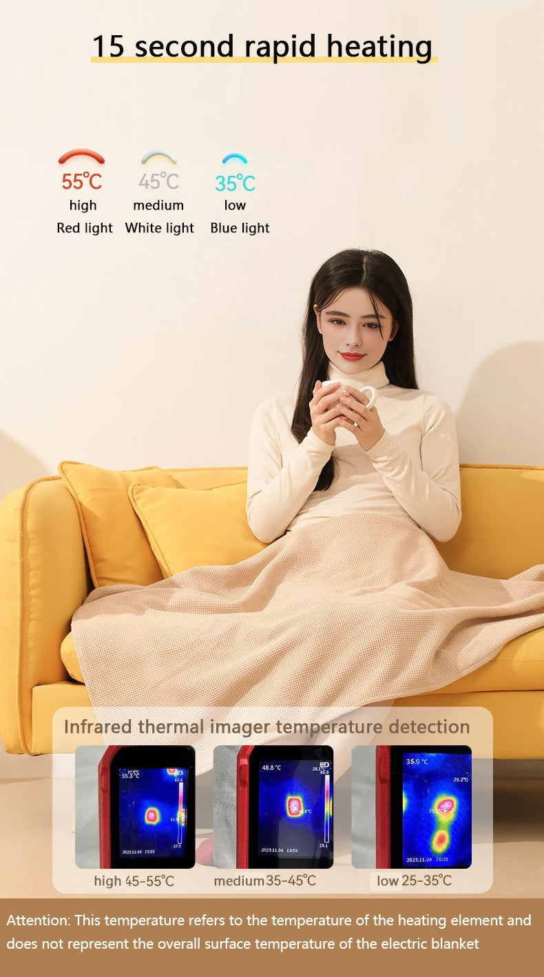 Blanket Heating Blanket 15 second Rapid Heating Supports USB And Power Bank Charging, For Office Home And Outdoor Warmth