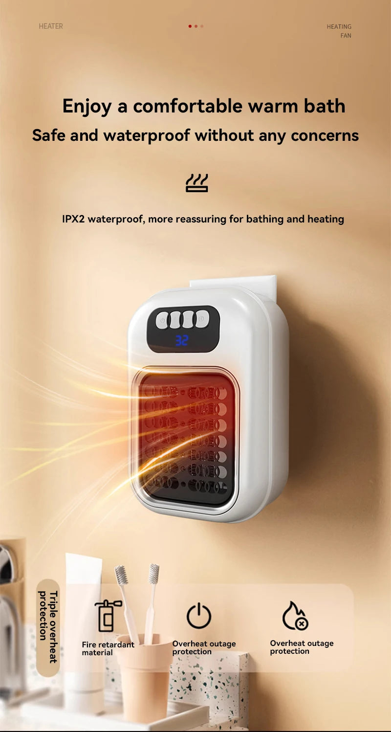 New Portable Heater Mini Electric Heater Plug in Wall Room Heater Home Appliance Timed Rapid Heating For Office Bedroom