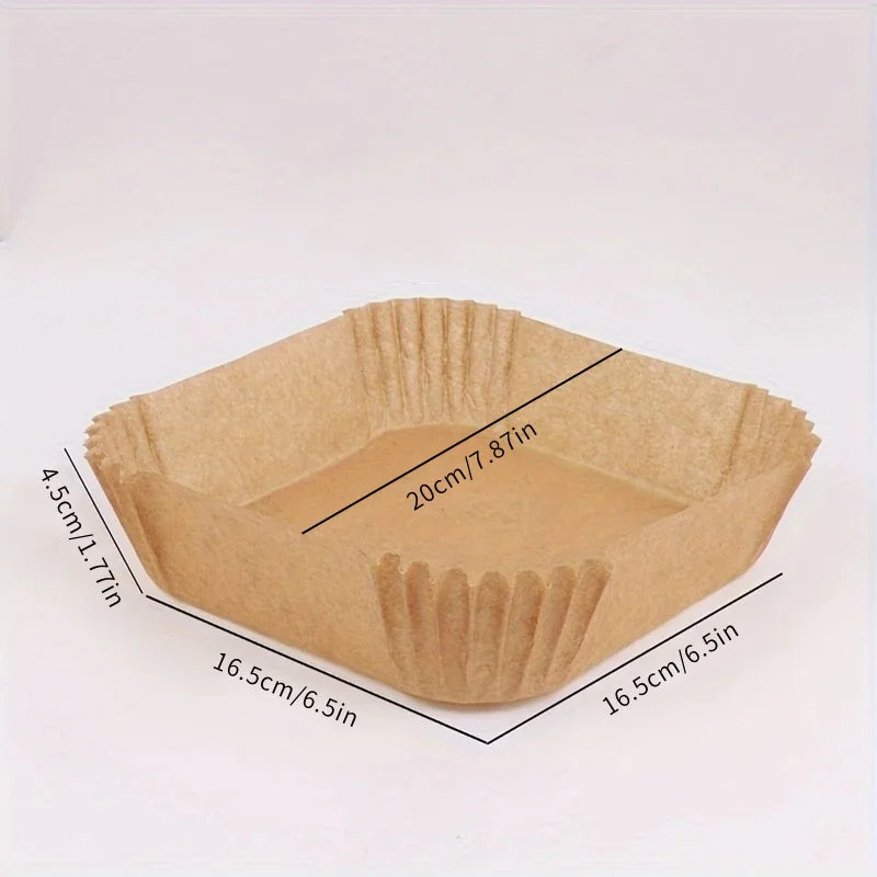 Air Fryer Paper Liners Disposable Oil-Proof Waterproof Baking Paper Round Square And Rectangle Parchment Kitchen Party Supplies