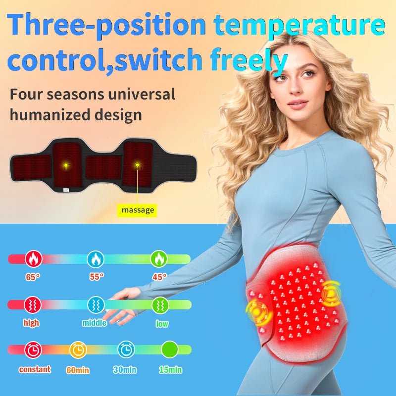 Red Light Heated Hip Wrap - 3-Level Heat & Massage - Abdominal Warmth - Muscle Relaxation & Joint Comfort - Elderly Hip Care